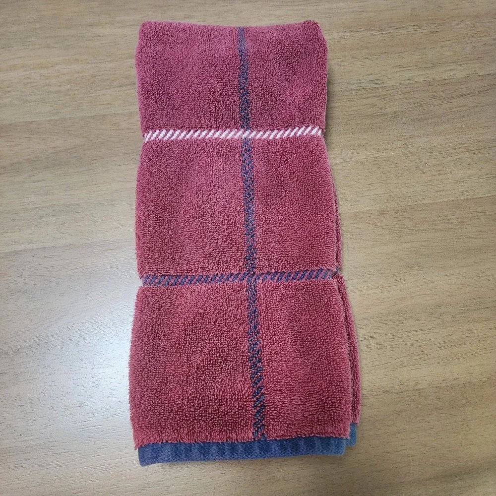 Chaps Ralph Lauren Hand Towel Burgundy Navy Vintage Trending